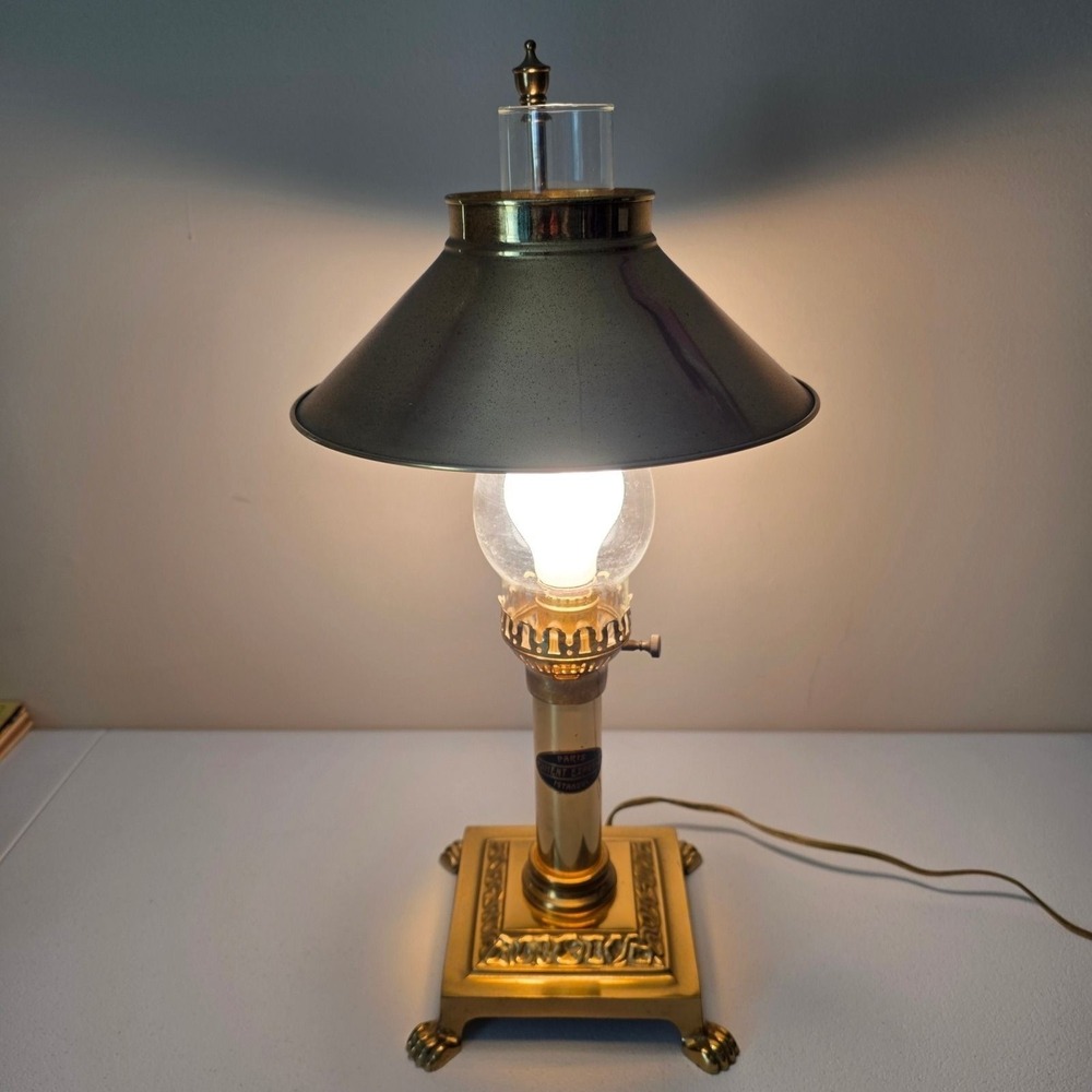 Vintage Paris Orient Express Istanbul Table Lamp Brass Claw Foot Gold 19.5in - Picture 3 of 11